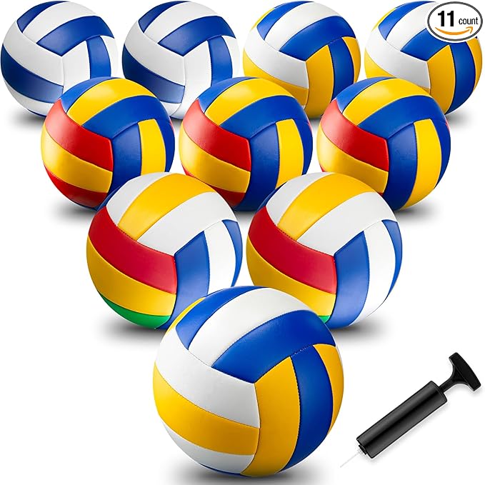 Syhood 10 Pcs Official Size 5 Volleyballs, Soft Volleyball with Pump Needle, Indoor Outdoor Volleyball for Adult Beach San...