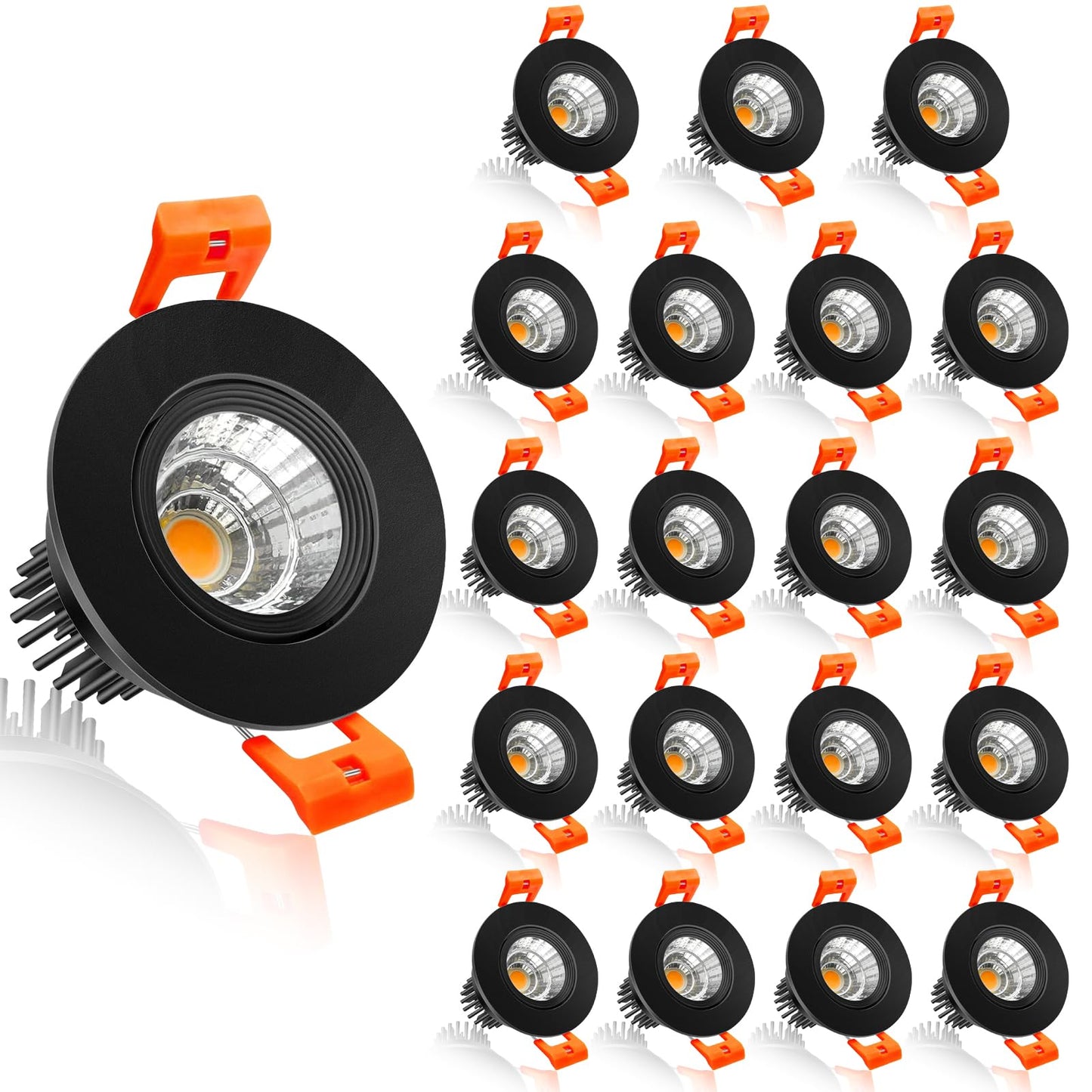 Inshareplus 2 Inch Led Downlight  3W Recessed Lighting 220Lm Cob Dimmable  3000K Warm White  Cri80  Black Trim  Ceiling Lights With Led Driver  20 Pack