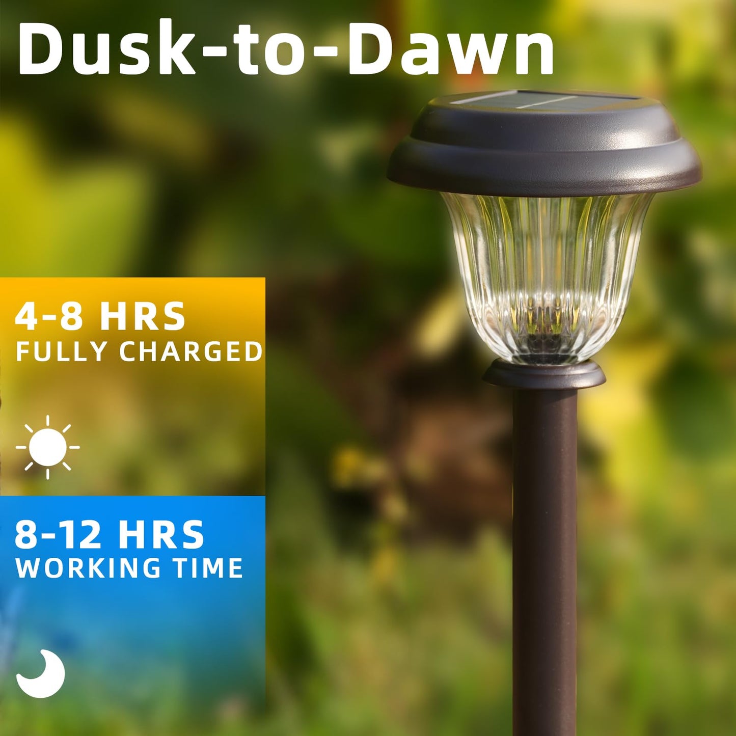 Deraysion 8 Pack Solar Lights Outdoor  Stainless Steel Glass Solar Pathway Lights  Auto On/Off Long-Lasting Waterproof Landscape Lighting For Garden  Landscape  Path  Yard  Warkway (Warm White)