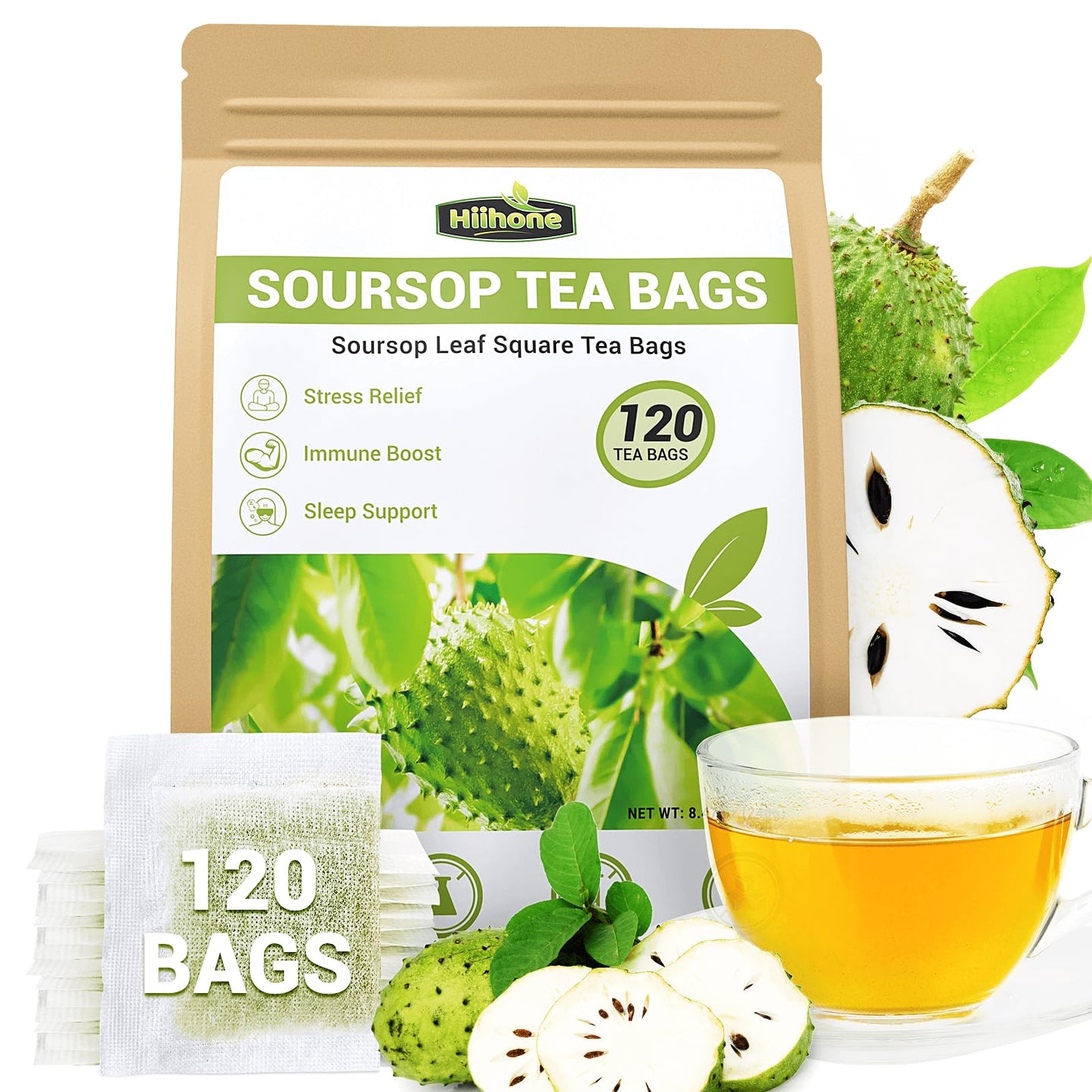 Soursop Leaf Herbal Tea (Graviola) - Caffeine & Sugar Free  120 Count