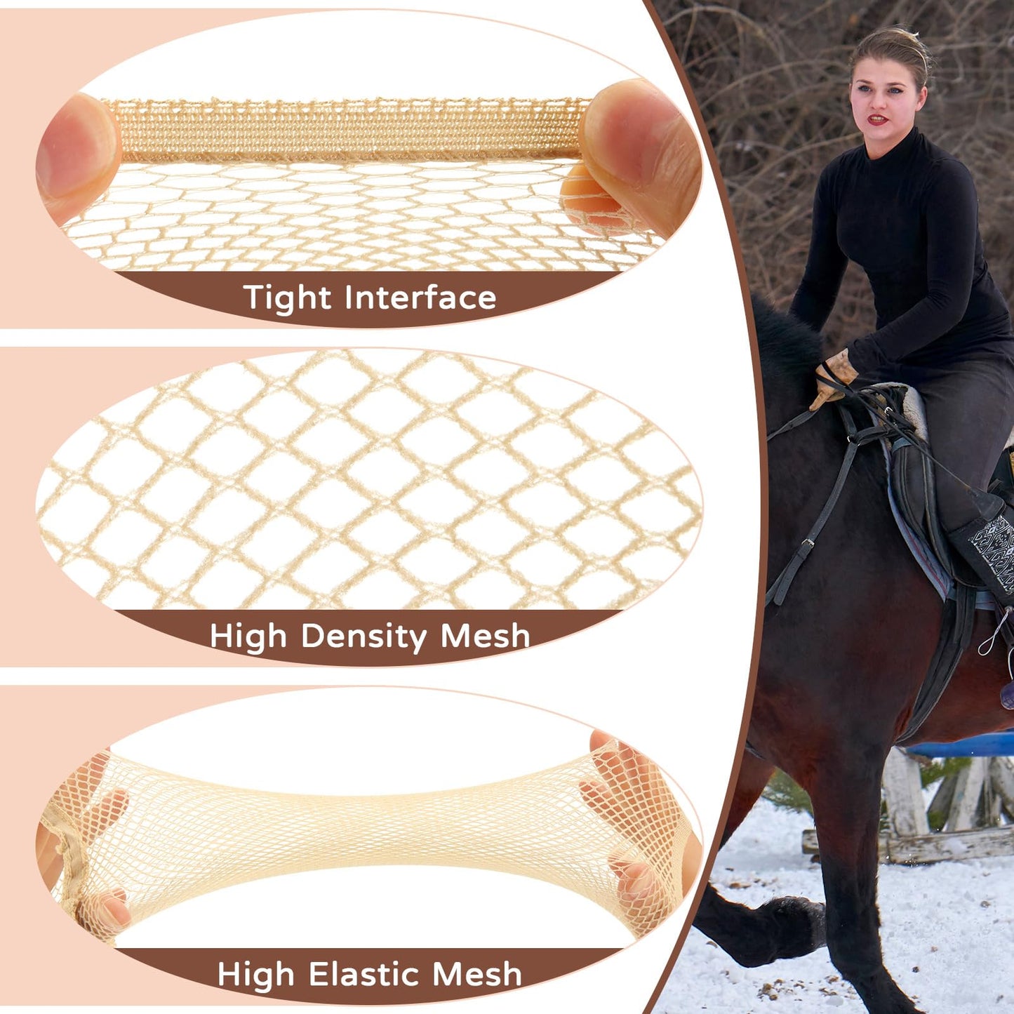 Yuxung 4 Pieces Equestrian Hair Net Women Ride Hair Net No Knot Cap Weaving Caps Wig for Long and Short(Blonde)