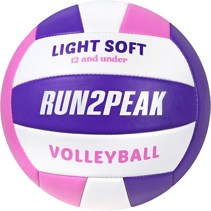 RUN2PEAK Light Soft Volleyball - Light Volleyball Designed for Beginners Kids Youth Teen - Lightweight Volleyballs for Ind...