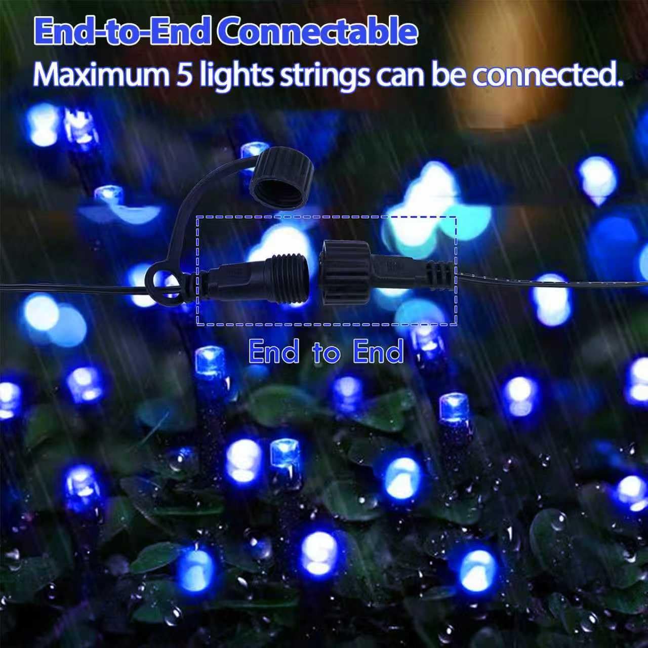 YIQU 200 LED Christmas String Lights, Blue, Indoor/Outdoor, 8 Modes, Model MLS-D29V6WUC-O