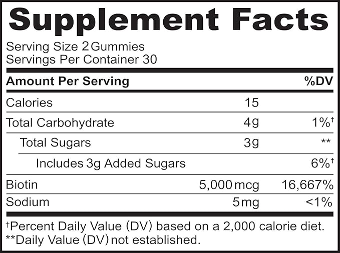 NATURELO Biotin Gummies - Supports Healthy Hair, Skin & Nails - High Potency 2500 mcg - Non GMO, Gluten Free - 60 Gummies
