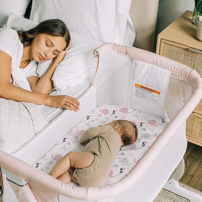 Stretch Fitted Bassinet Sheet Set BROLEX 2 Pack Cradle Sheets for Bassinet Pad/Mattress,Unisex Boys Girls,Ultra Soft,Elephant Rabbit