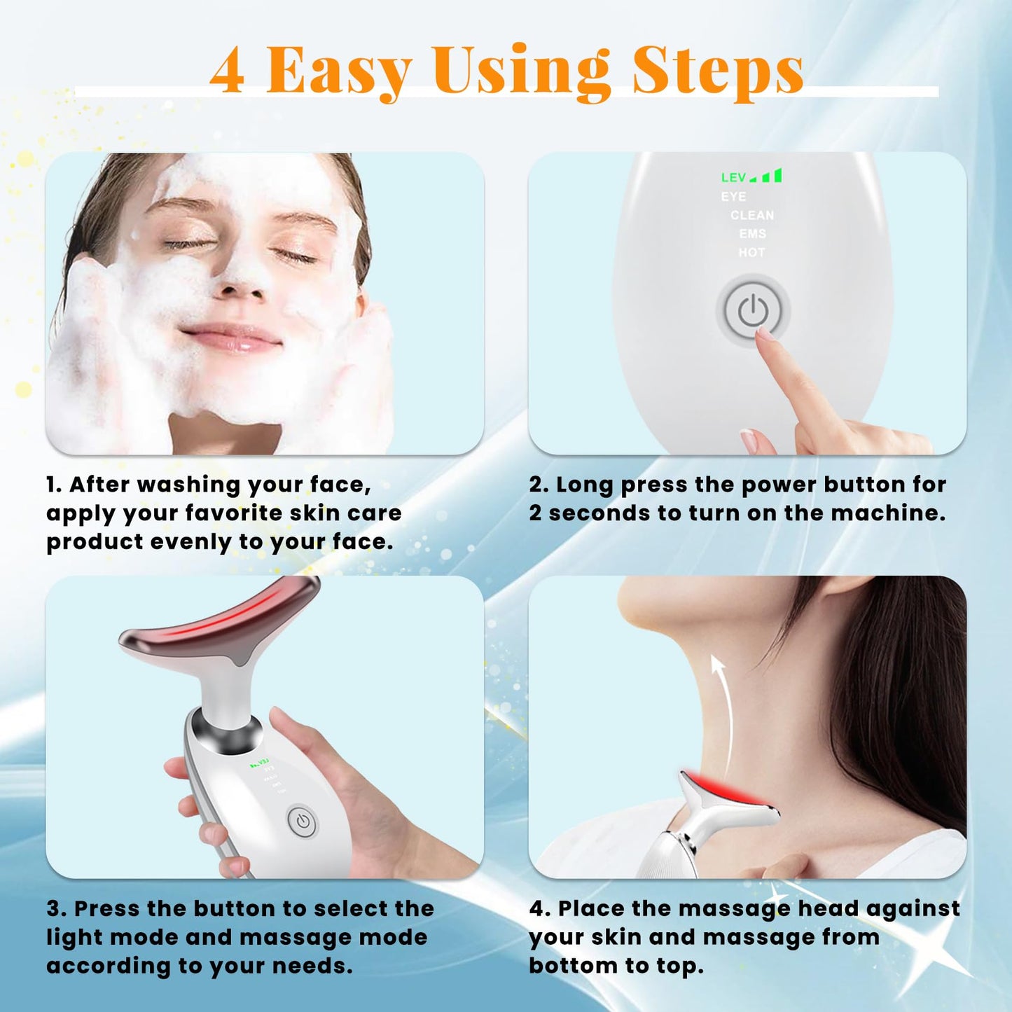 Face and Neck Massager Light Therapy, Face Massager Tool for Women, 7 Color Face Neck Massager, Face Sculpting Tool, Facial Mass