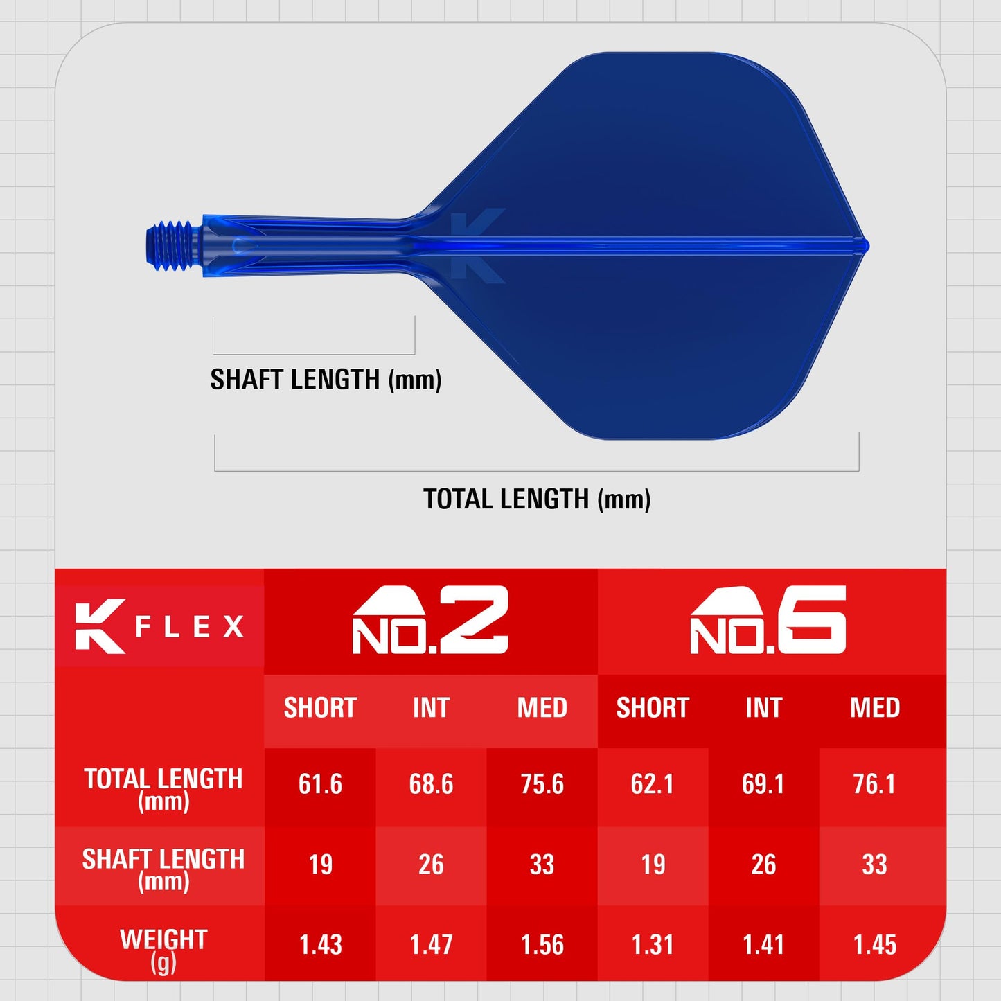 Target Darts K Flex Integrated Dart Flights And Shafts  No.2 Blue (Short) | Pack Of 3 K-Flex - No2  Kflex All In One Moulded Dart Flight & Stem | Professional Dart Accessories