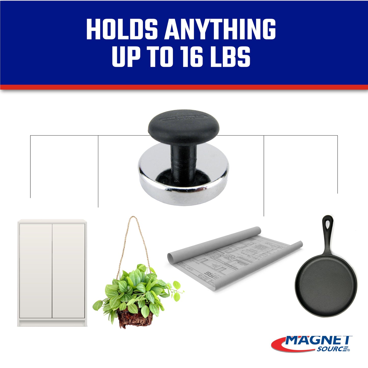 Master Magnetics Ceramic Round Base Magnet with Knob Pack - Heavy-Duty Strong Magnets with Knobs for Home and Work - 16 lb Pull Each - Nickel-Plated - 1.43" D - 0.98" H - Chrome - 4-Pack