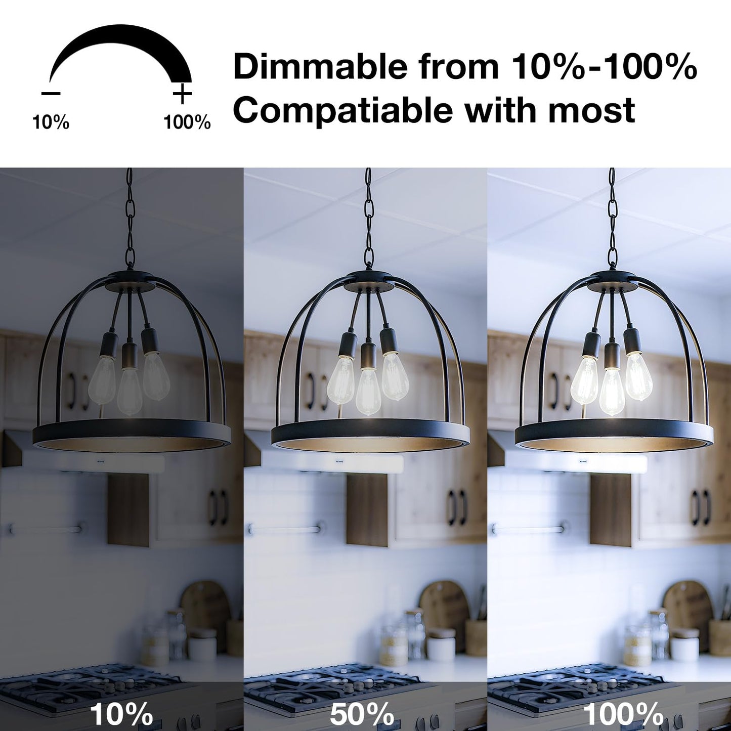 DAYBETTER Vintage LED Edison Bulbs, Dimmable 6W 800LM, Clear Glass, 6 Pack, Daylight White, Model QSND63 AUS-D1