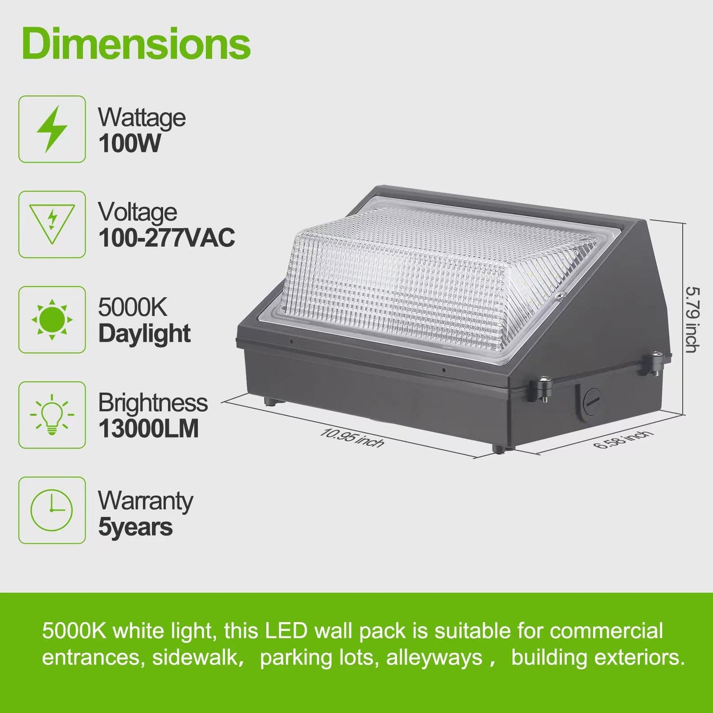 Paktonvo 100W Led Wall Pack Dusk To Dawn  13000Lm 5000K Daylight Commercial Security Lighting 400-600W Mh Equivalent  100-277V Etl Certified Outdoor Led Wall Pack Light For Parking Lot Doorway House