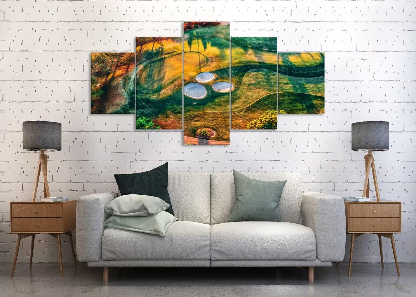 chenchenArt Florida Regatta Bay Golf Course Wall Art for Living Room Bedroom Bathroom Home Decorations Golf Course Pictures Posters Canvas Prints Modern Artwork Framed Ready to Hang(50''W x 24''H)