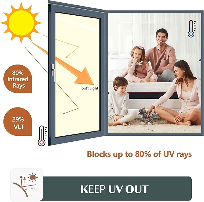 Window Privacy Film One Way Daytime Mirror Tint Treatments UV Heat Control Vinyl Stickers Sun Block Glass Paper Door Covering Reflective,Gold Silver,17.5 Inch x 15.7 Feet