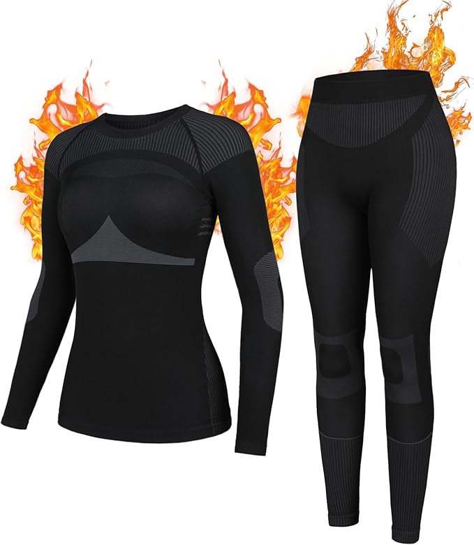 ATTRACO Thermal Underwear Set for Women Long Johns Warm Base Layer Top & Bottom for Cold Weather