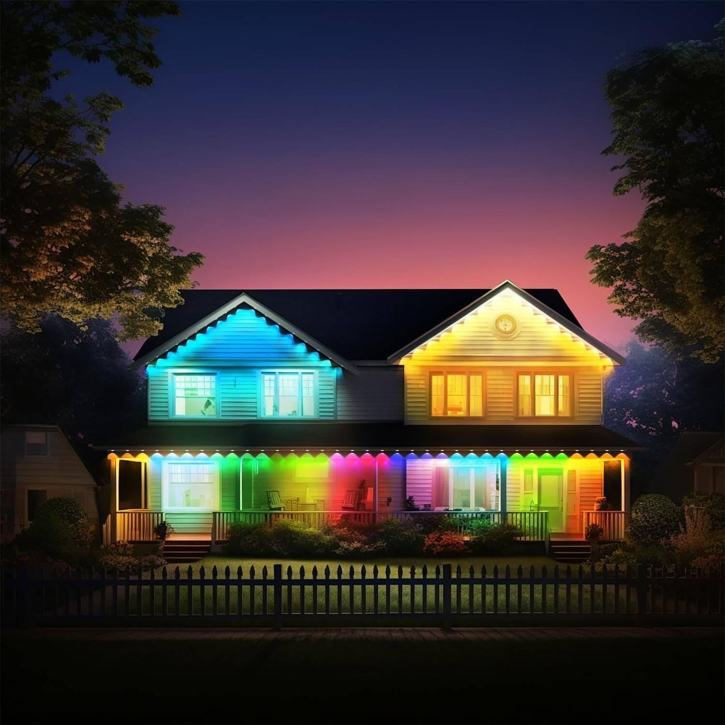 HConce Permanent Outdoor RGB-IC LED Eaves Lights, 300ft, IP67 Waterproof, Multicolor, Smart App & Remote Control
