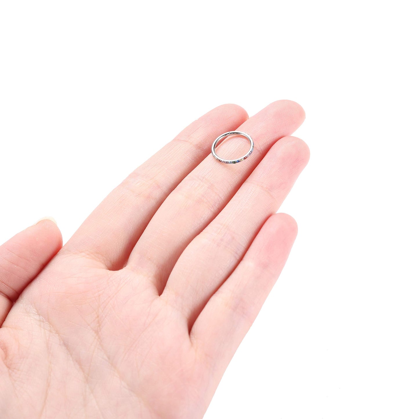 FUNLMO 16G Cartilage Earring Hoop 6mm Helix Nose Tragus Rook Piercing Jewelry Nose Ring Hoop CZ Septum Jewelry Septum Clicker Se