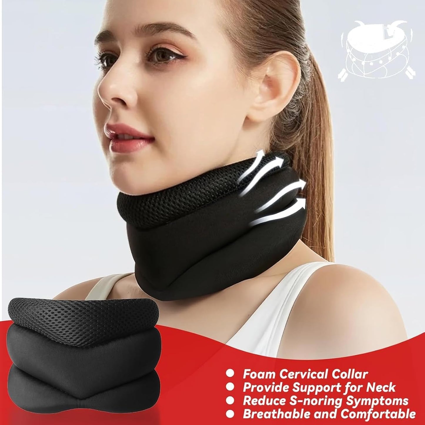 Gegiron Neck Brace for Snoring,Neck Support, Adjustable Soft Cervical Collar for Relief of Sleep Apnea &Cervical Spine Pressure, 2026 Upgraded Ergonomic Sleep Support for Comfortable Sleep,Women & Men