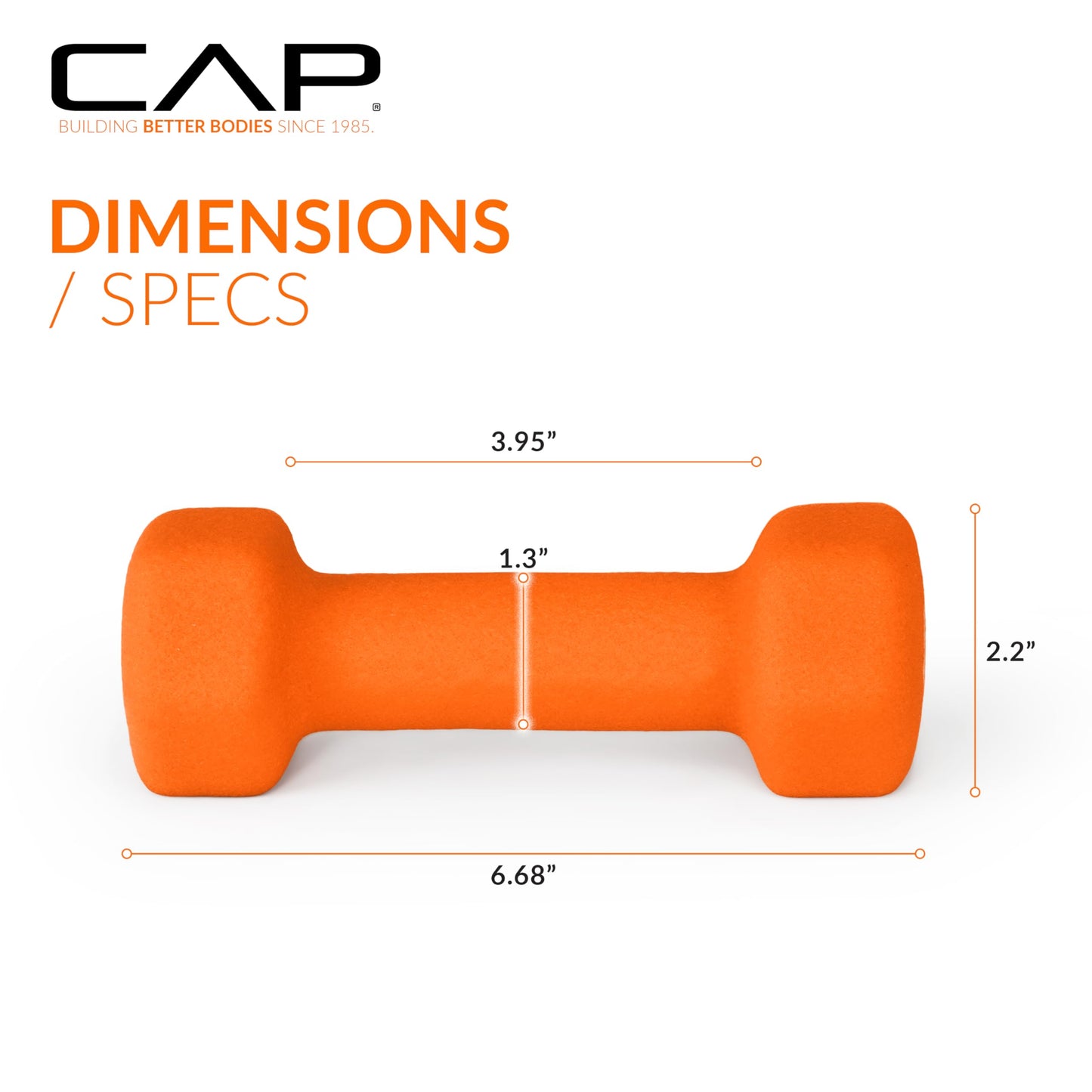 CAP Barbell Neoprene Dumbbell Weights, 3 lb Pair, Spiced Orange
