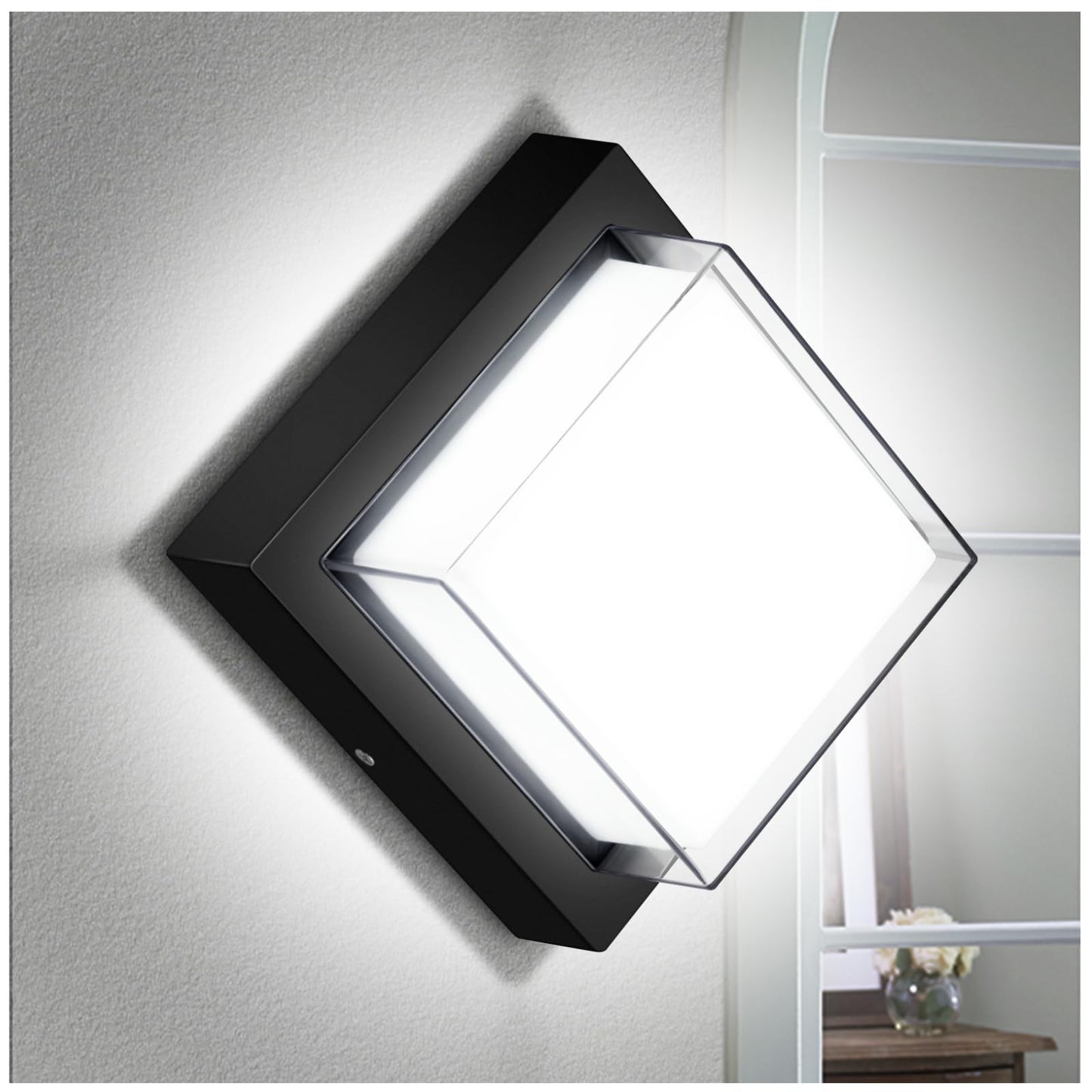 Tomourd Exterior Wall Lights  Modern Waterproof Outdoor Wall Mount Lighting  Black Square Small Led Porch Light With Anti-Rust 6000K Daylight 12W For Garage  Entryway House
