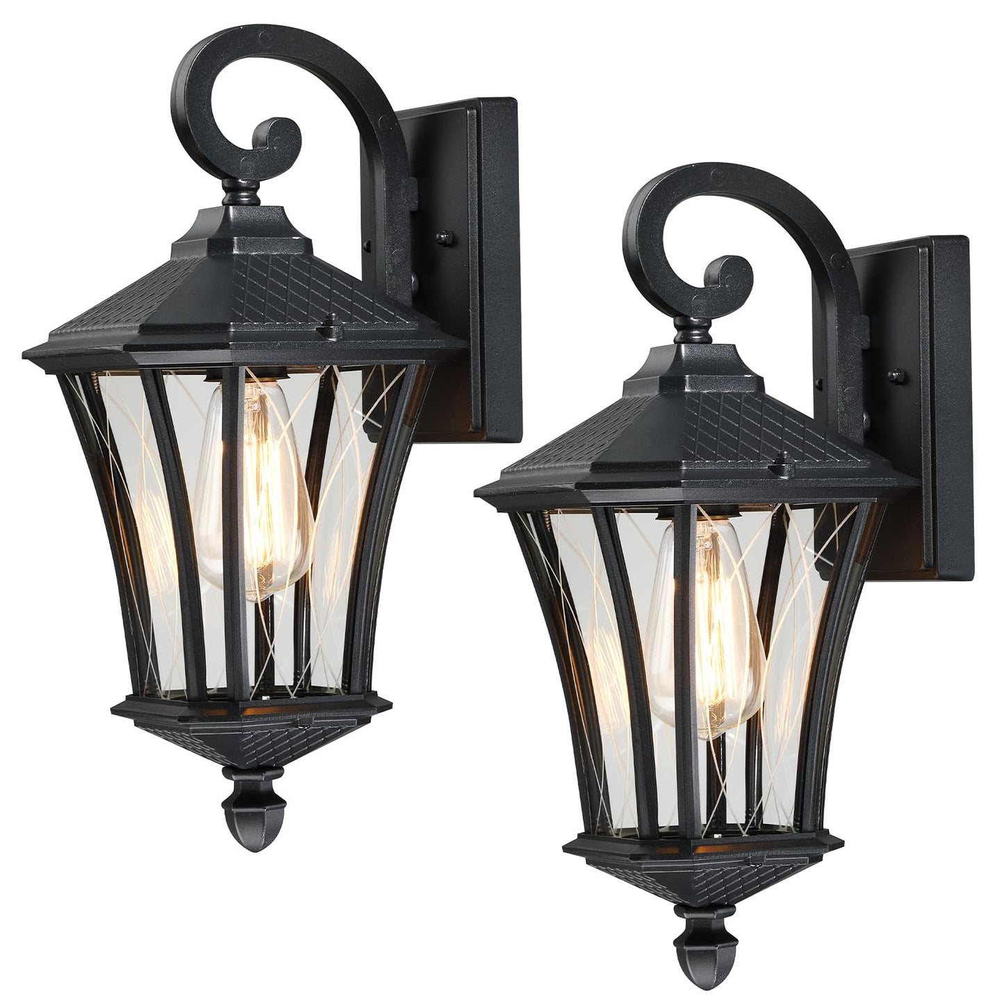 Ysn 16 Large Outdoor Wall Lights 2 Packs  Black Exterior Lighting Fixture Outdoor Sconce Lights  Waterproof Outside Lights For House With E26 Socket  Outdoor Lanterns For Porch  Garage  Farmhouse