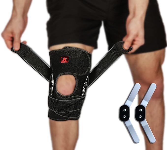 Hinged Knee Brace Support with Strap & Side Patella Stabilizers for Protection & Pain Relief for Arthritis, Meniscus Tear,...