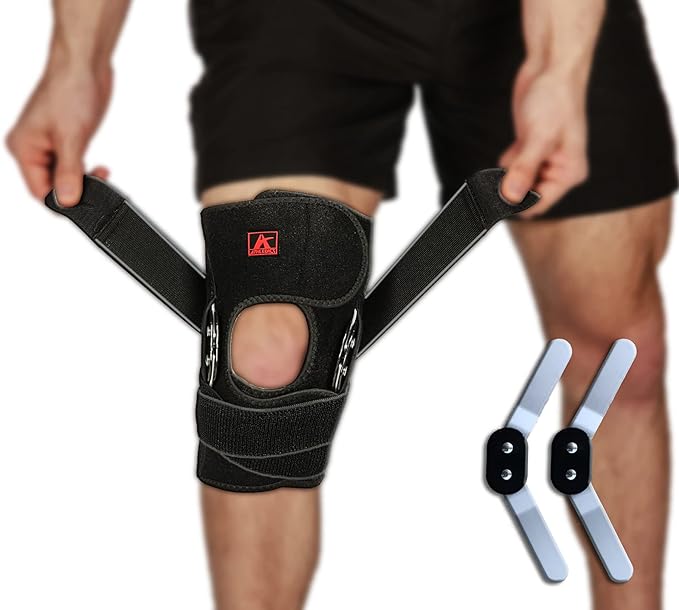 Hinged Knee Brace Support with Strap & Side Patella Stabilizers for Protection & Pain Relief for Arthritis, Meniscus Tear,...