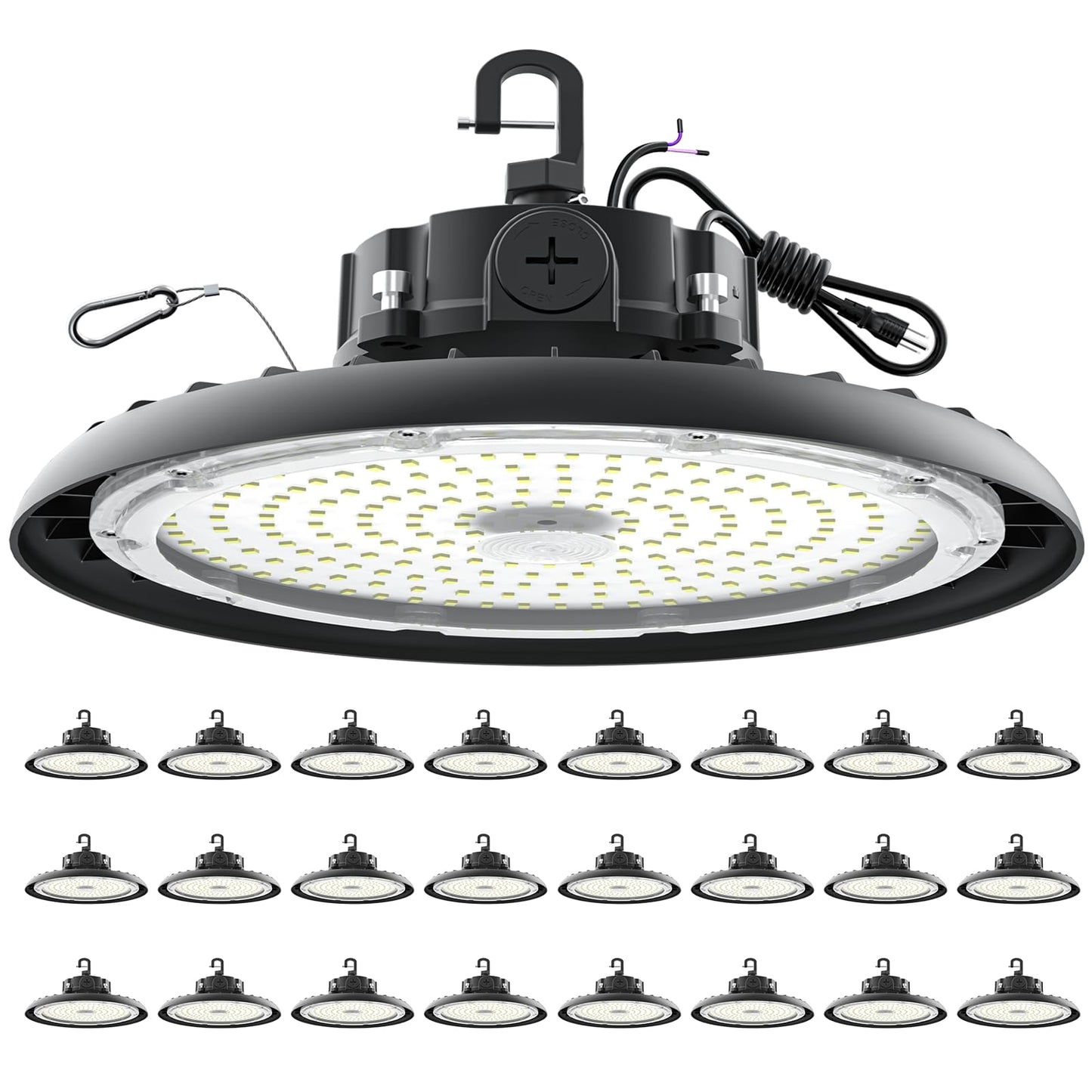 High Bay Lights Led Ufo Light 240W Led Shop Lights 6000K Ip65 Commercial Bay Lighting Fixture 43200 Lm Super Bright  5Ft Cable Plug & Play For Warehouse Factory Garage Workshop Barn 24 Pack