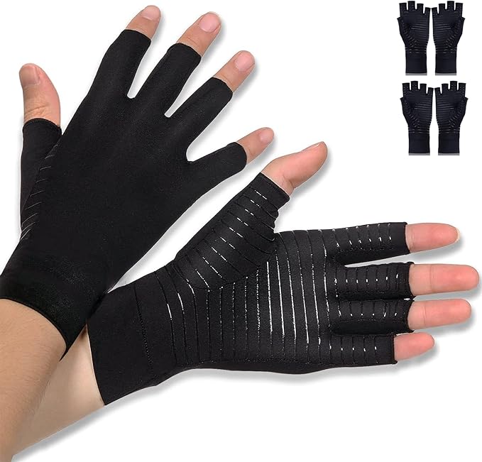 Donfri 2 Pairs Copper Arthritis Gloves Compression Gloves Women Men Relieve Hand Pain Swelling and Carpal Tunnel (2Pairs, ...
