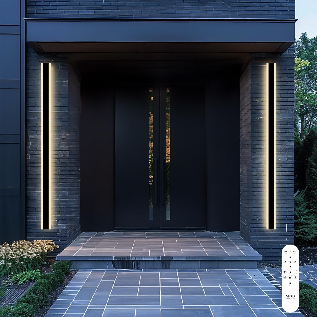 ?????? ???????????????? Haylen | Waterproof Outdoor Wall Light  Led Dimmable With Remote 3000K-6000K  Long Outdoor Porch Lights  Wired Lighting Fixture  Patio Exterior Wall Sconce  2-Pack (Black  79)