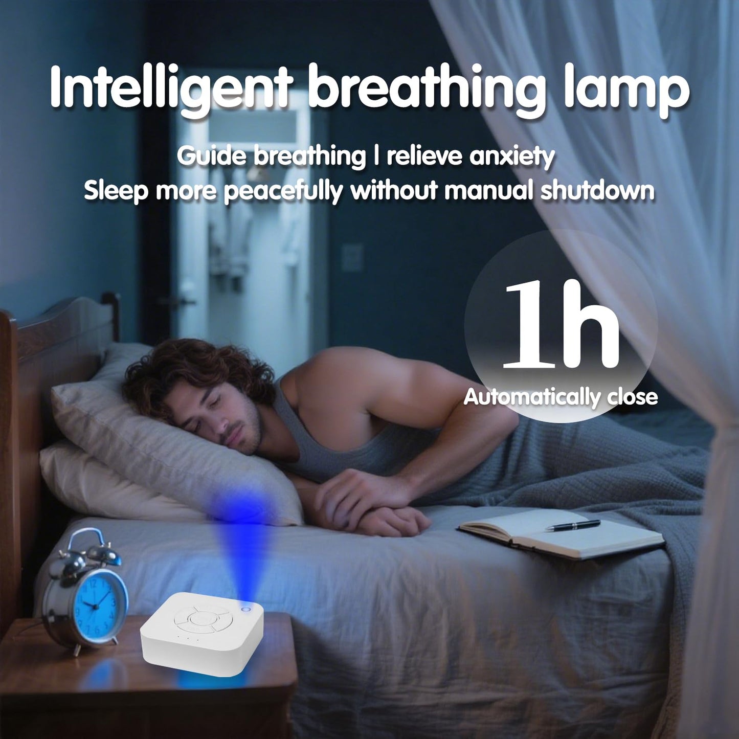 White Noise Sleep Machine,Sleep Aid for Adults & Babies,9 Soothing Sounds,White Noise,Ocean Waves,Rain,etc,Rechargeable,Portable with LED Breathing Light,15/30/60min Timer,Ideal for Home,Office,Travel