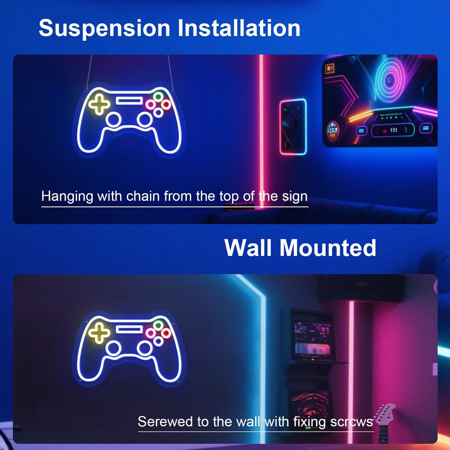 Gamer Neon Sign-Game Led Sign For Teen Boy Gamepad Shaped Signs Light For Gamer Room Bedroom Wall Decor Gifts