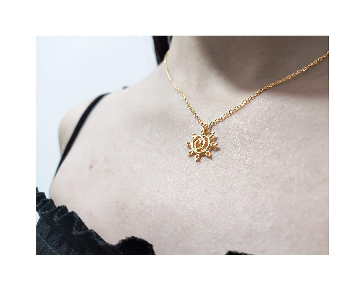 Baydurcan Sun Necklace with You Are Sunshine Message Card Gift (Abstract sun)