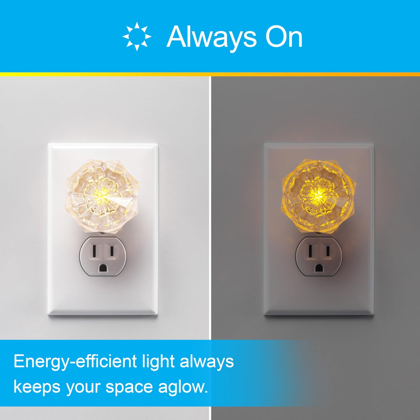 Ge Jewel Led Night Light, Plug-In Amber, Energy Efficient, Ul-Certified, 1 Pack, Model 11291