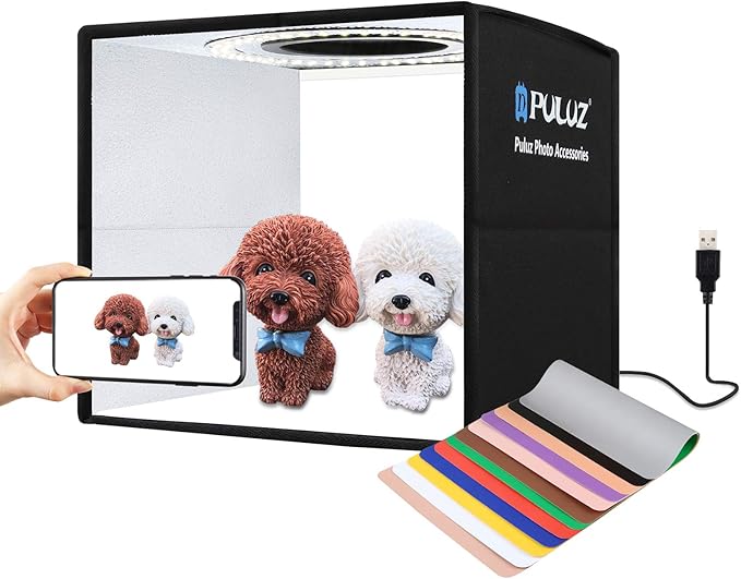 PULUZ 9.8"/25cm Foldable Portable Photo Studio Light Box, Adjustable Brightness Light Box Photography Lighting Shooting Te...
