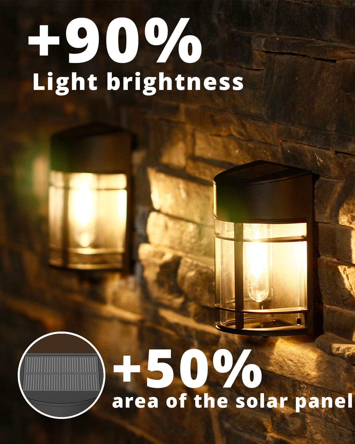 DOESLAG Solar Fence Lights, Upgrade Solar Deck Lights, Waterproof Solar Outdoor Lights for Wall Yard Post,Steps, Easy-to-Install