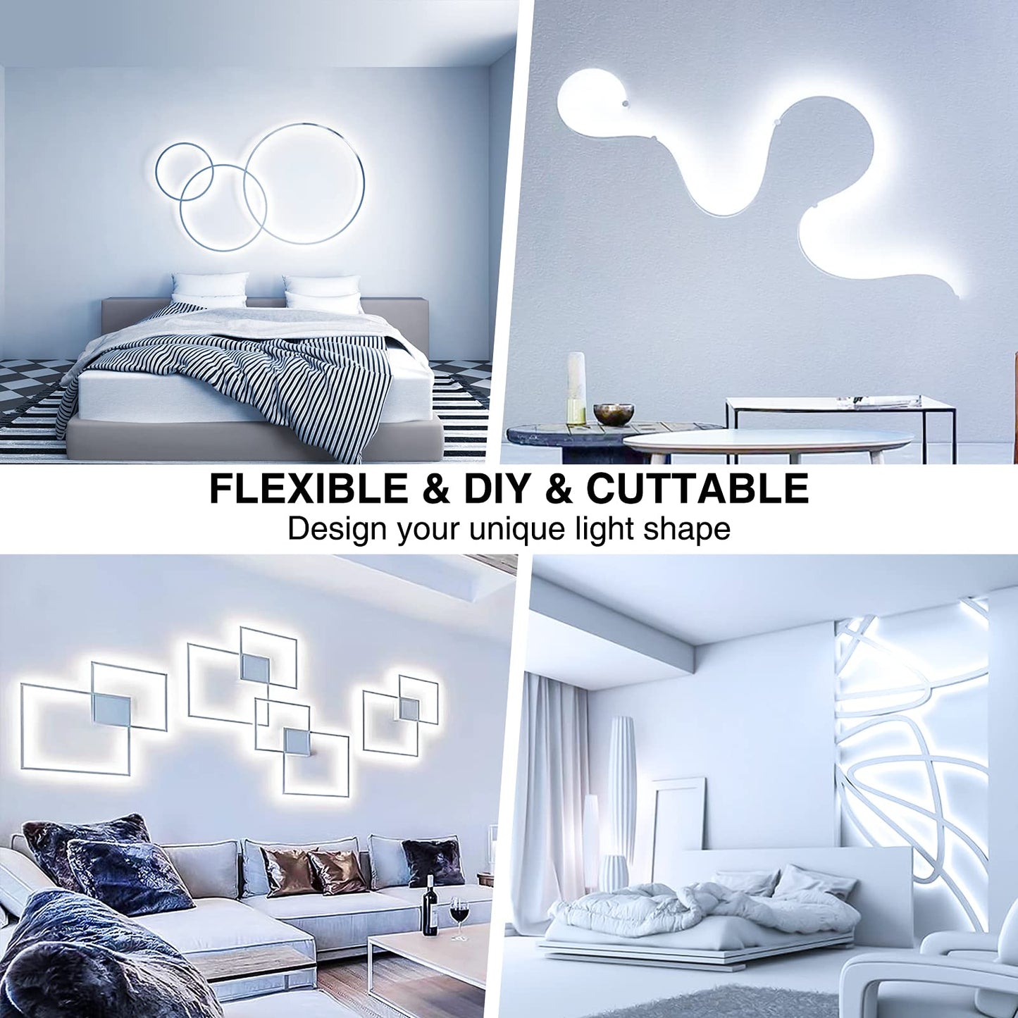 Onforu Led Strip Lights, 32.8Ft Dimmable Daylight White Tape Light Kit, 600 Leds, Flexible 12V Lighting For Home And Bedroom