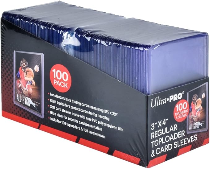 Ultra PRO 3" x 4" Clear Regular TopLoaders For Cards With Card Sleeves Bundle Standard Size 100ct Trading Baseball Topload...