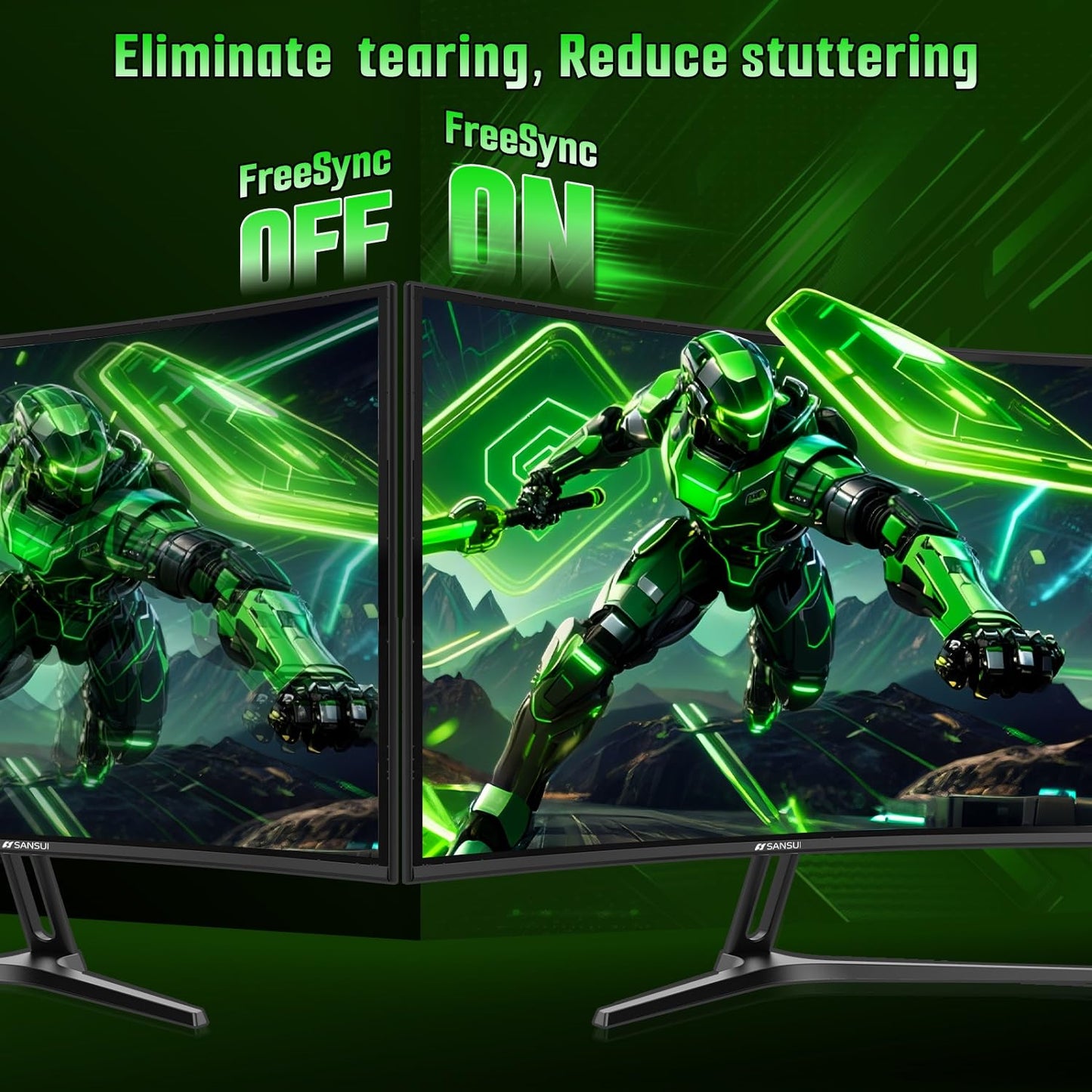 SANSUI 27 Inch Curved 240Hz Gaming Monitor, 2K WQHD 1500R Curved Computer Monitor, 120% sRGB, MPRT 1ms, Freesync, HDR, VESA(100 * 100mm),HDMI*2, DP1.4 * 2(DP Cable Included)