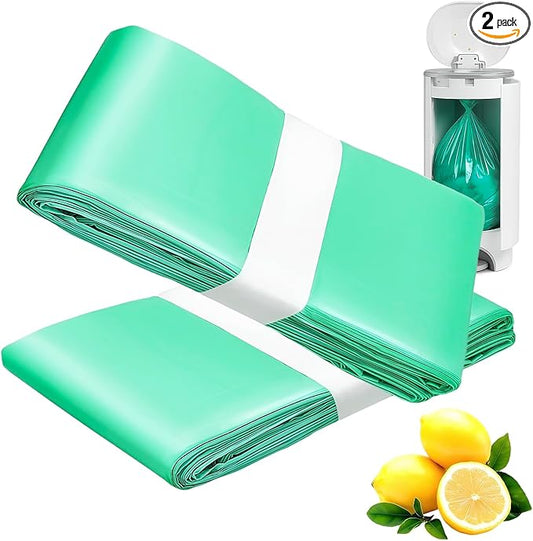 Diaper Bucket Replacement Bags, 2 Rolls Extra Thick, Leak-Proof &Odor Blocking, For Adult Diaper Systems, Diaper Pails, Toilet &Yard Waste, Thickened Diaper Pail Refill Bags Hold Up to 1328 Diapers