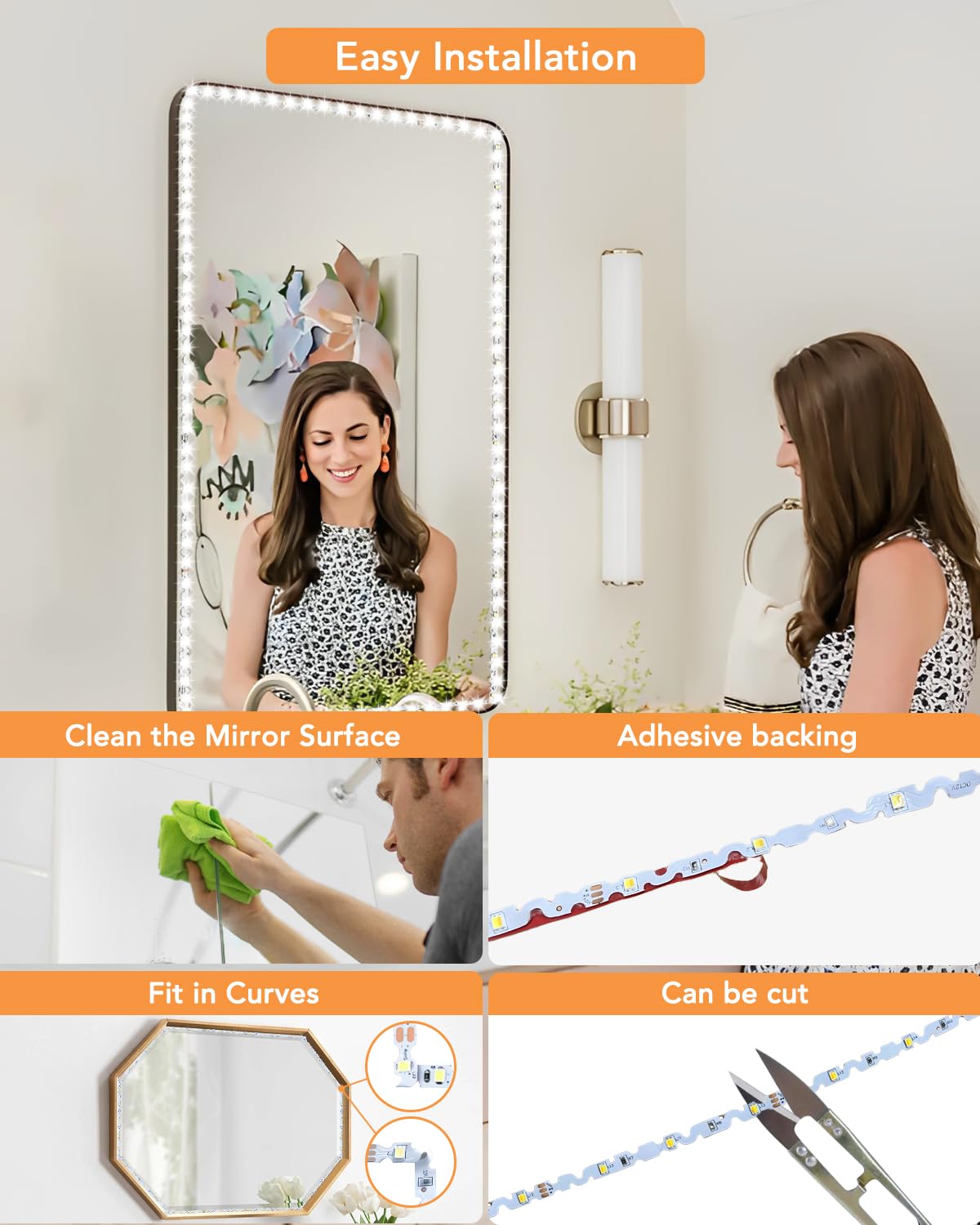 Daymeet LED Vanity Lights Kit, 13ft Dimmable Color, APP Control, Multi-white, Model BT09