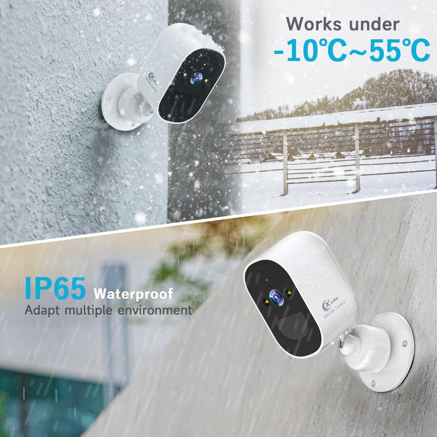 Xvim 2Pcs 1080P Security Cameras Wireless Outdoor, 1080P Wifi Indoor Home Security Cameras With Pir Motion Detection, 2.4Ghz Wif