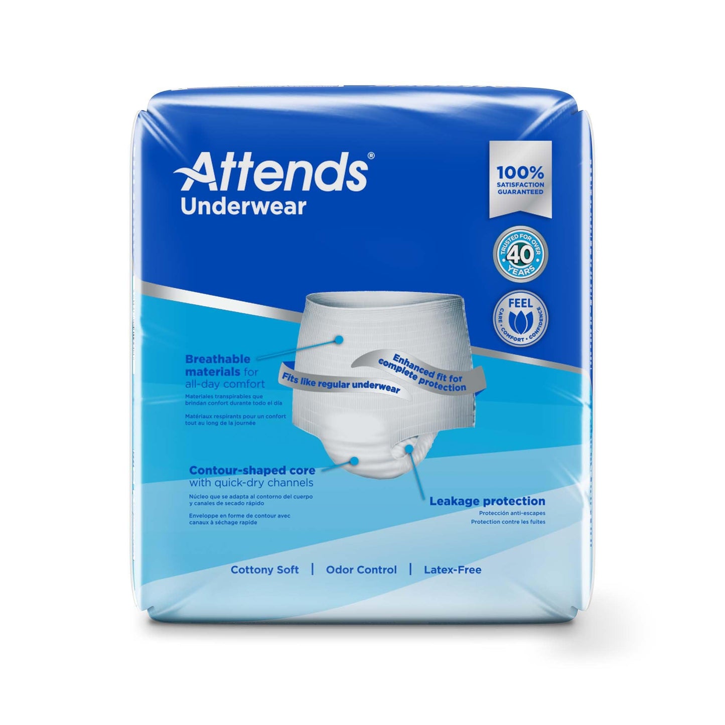 Attends Adult Absorbent Underwear, X-Large [14 Count] - Maximum Absorbency for Men and Women - Disposable Pull-On Diapers with Tear-Away Sides and Breathable Waistband - AP0740