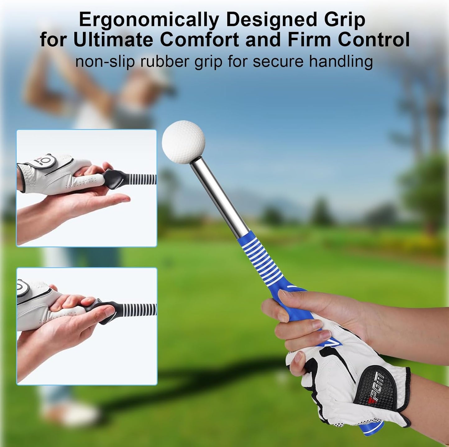 Golf Training Aids, Golf Grip Training Aid Swing Trainer with 1 Arm Posture Correction Band and 1 Telescopic Golf Simulator, Golf Practice Accessories Perfect for Beginners and Pros