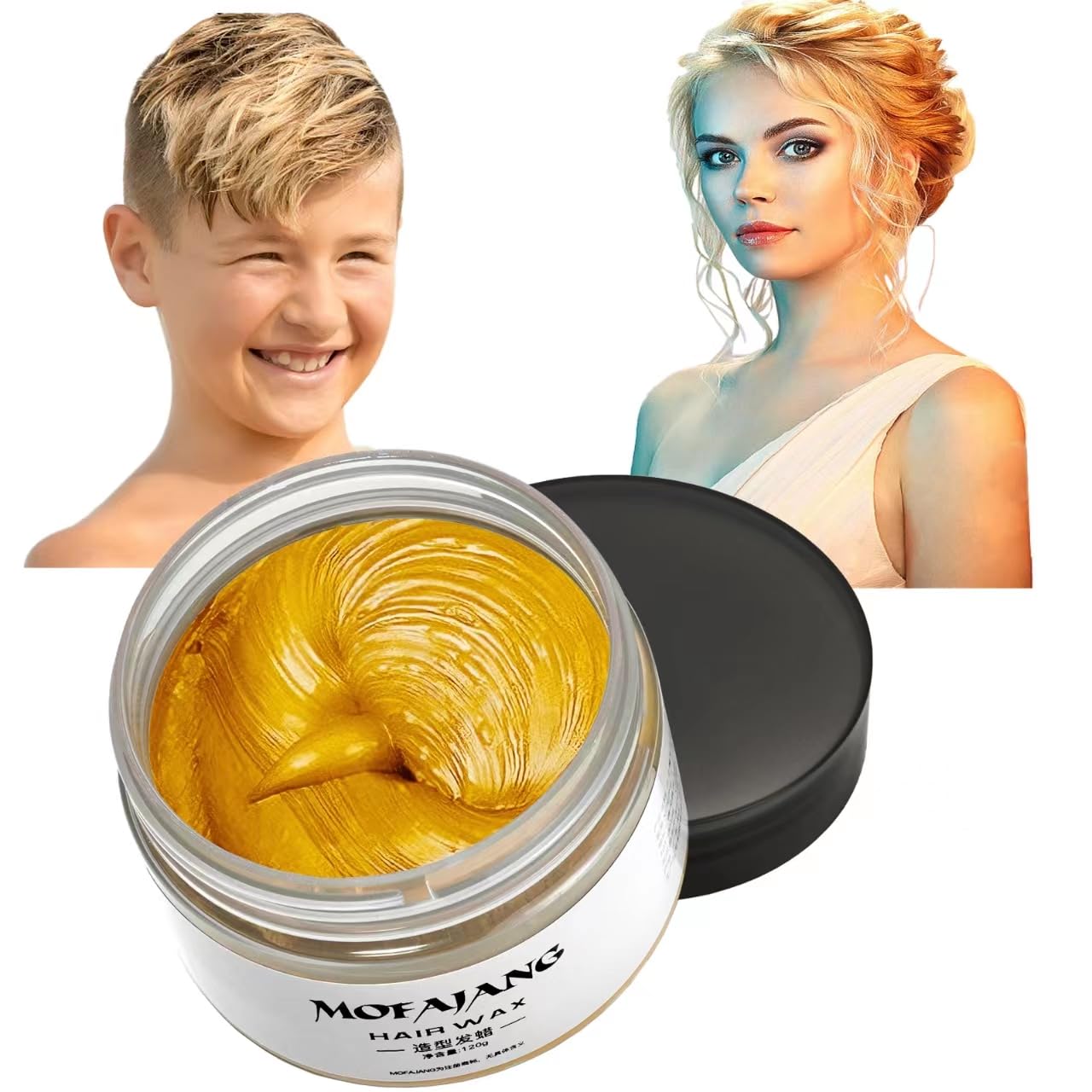 Acosexy Gold Hair Color Wax Dye, Temporary Gold Hair Spray Color for Halloween Cosplay, Party, Masquerade, 4.23oz Instant Hairst