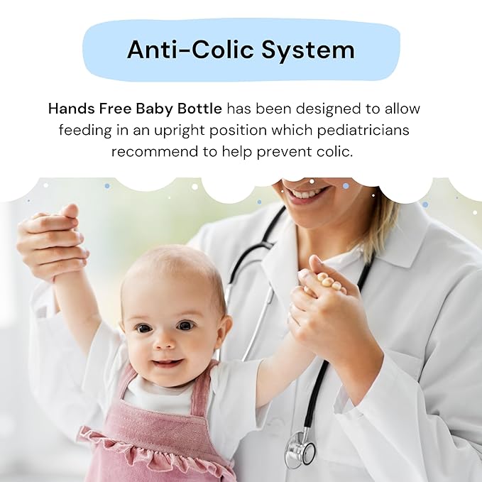 Hands-Free Baby Bottle - Anti-Colic Nursing System 4 oz Baby Bottle with Fast Flow Nipple/Teat 3m+ Infant with Tube Straw Feeding System for Toddler (2 Bottles - Elephant)