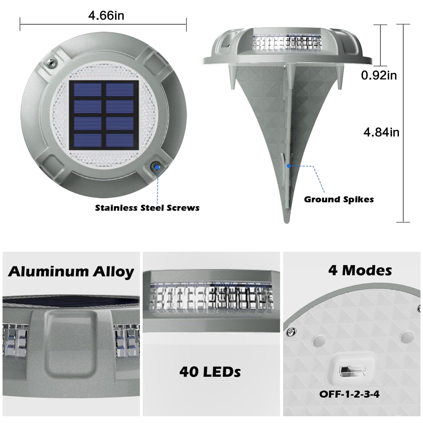 Siedinlar Solar Driveway Lights Outdoor 4 Modes 40 Leds Marine Dock Light Deck Driveway Markers Waterproof For Garden Step Ground Walkway Pathway Yard  Blue/White Dynamic Lighting (1 Pack)