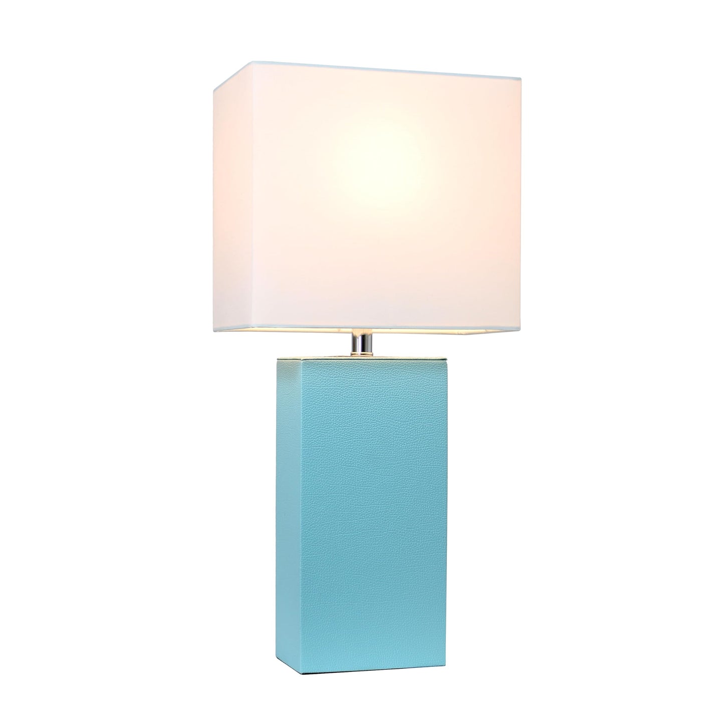 LALIA HOME Bedside Table Lamp, 21in Modern Design, Aqua Fabric Shade, Model 1270-LHT-3008-AU, Wood & Metal Base