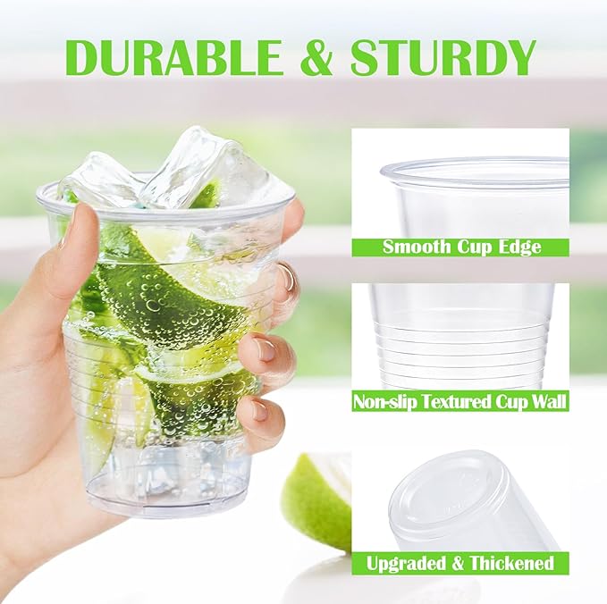 7 oz Plastic Cups 500 Pack, Clear Cups Party Cups Disposable, Plastic Clear Cold Drink Cups for Party, Wedding, Graduation, Travel, Holiday, Events, Birthday