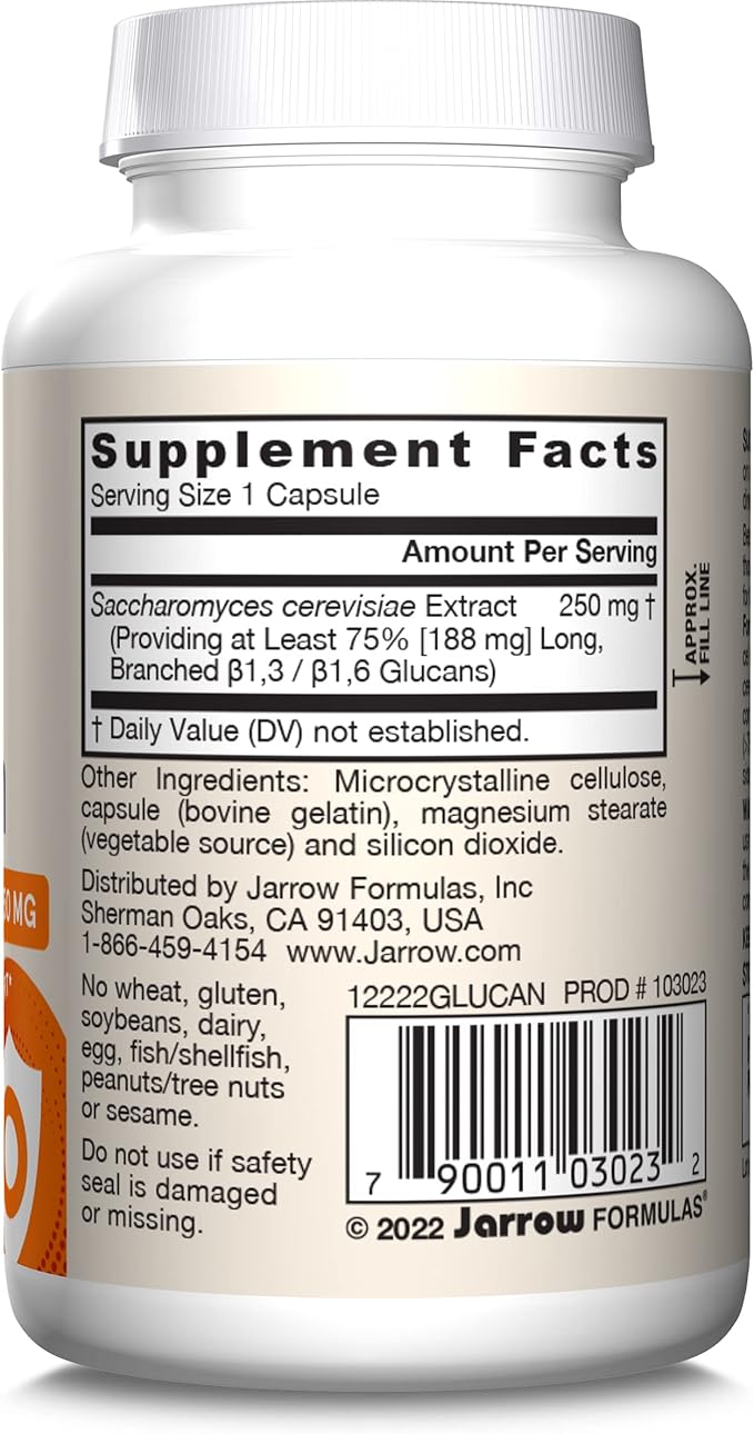 Jarrow Formulas® Beta Glucan, Dietary Supplement, Immune Support for Immune Health, 60 Capsules, 60 Day Supply
