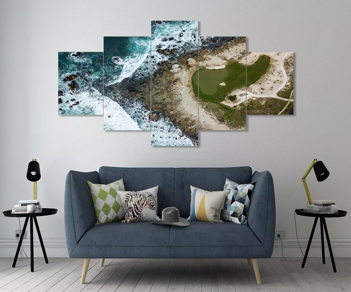 Pebble Beach Golf Course Wall Art for Living Room Bedroom Bathroom Home Decorations USA California Coast Pebble Beach Posters Framed Artwork Canvas Prints Ready to Hang(50''W x 24''H)