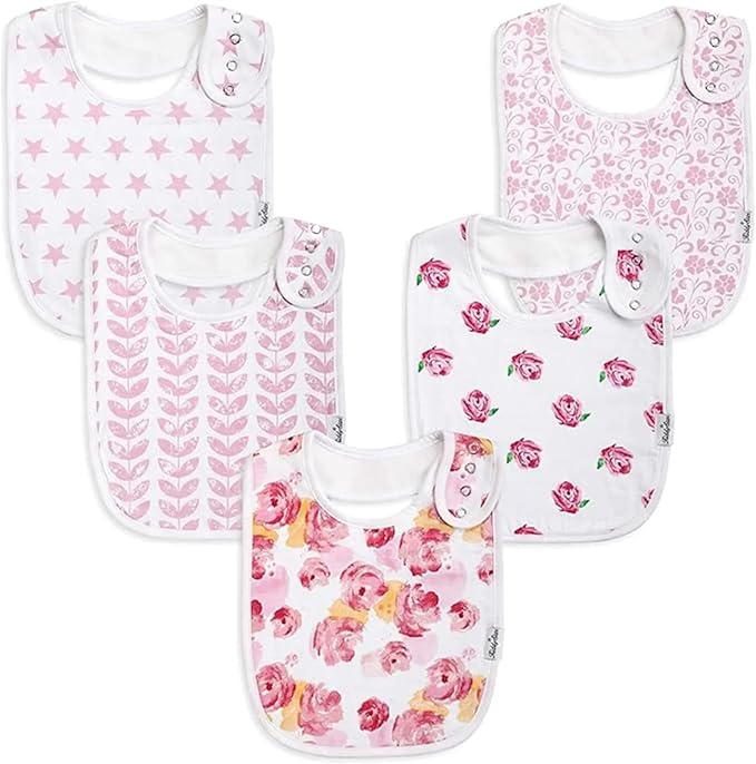 Organic Cotton Baby Bibs for Boys & Girls – Soft, Absorbent Teething & Drool Bibs - Adjustable Snaps for Toddlers